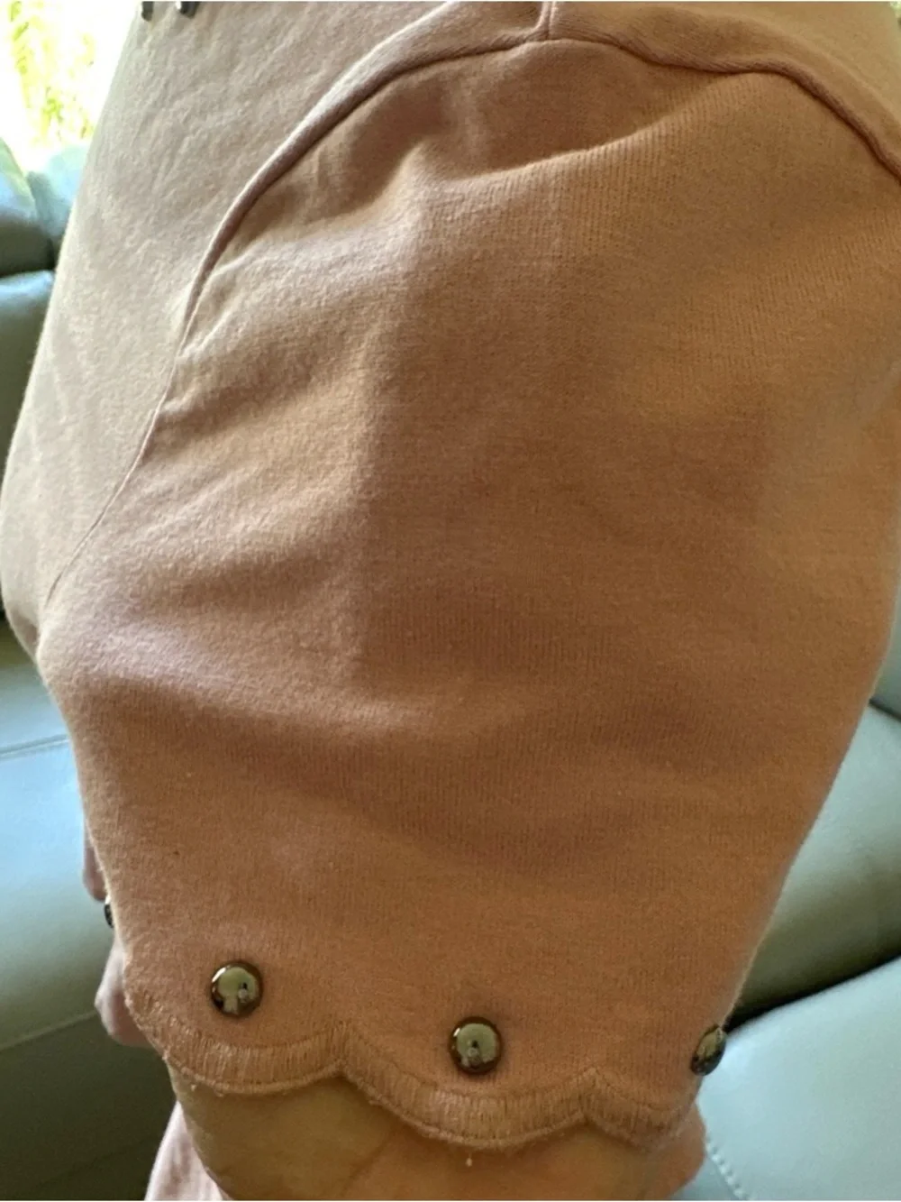 Kate Spade Stud-Trim Peplum Short-Sleeve Top in Dusty Pink size S
